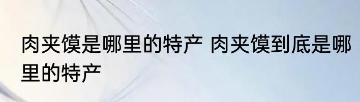 肉夹馍是哪里的特产 肉夹馍到底是哪里的特产