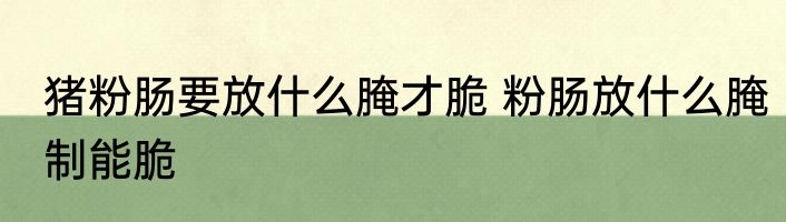 猪粉肠要放什么腌才脆 粉肠放什么腌制能脆