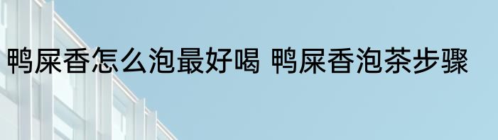鸭屎香怎么泡最好喝 鸭屎香泡茶步骤