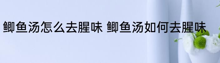 鲫鱼汤怎么去腥味 鲫鱼汤如何去腥味