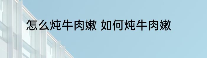 怎么炖牛肉嫩 如何炖牛肉嫩