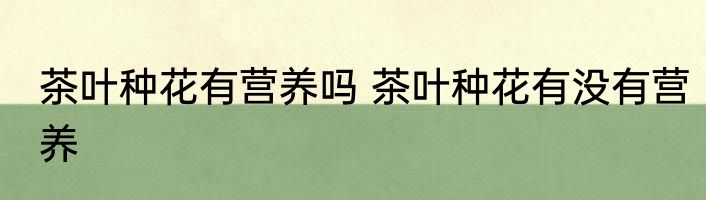 茶叶种花有营养吗 茶叶种花有没有营养