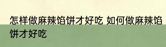 怎样做麻辣馅饼才好吃 如何做麻辣馅饼才好吃