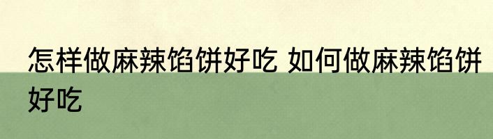 怎样做麻辣馅饼好吃 如何做麻辣馅饼好吃