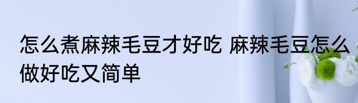 怎么煮麻辣毛豆才好吃 麻辣毛豆怎么做好吃又简单