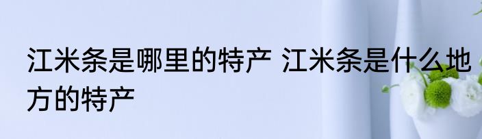 江米条是哪里的特产 江米条是什么地方的特产