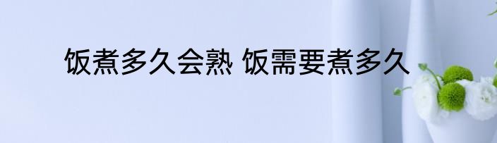 饭煮多久会熟 饭需要煮多久
