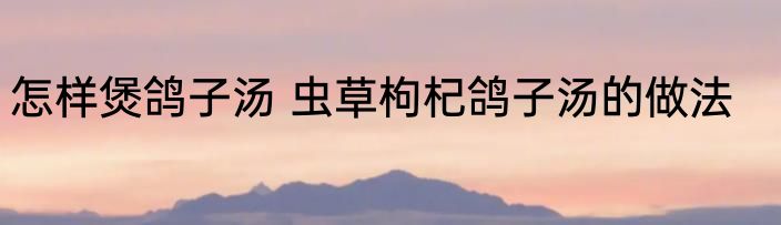怎样煲鸽子汤 虫草枸杞鸽子汤的做法