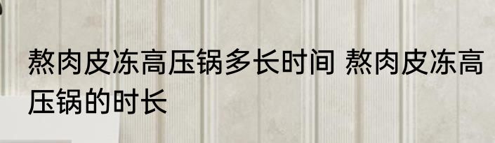 熬肉皮冻高压锅多长时间 熬肉皮冻高压锅的时长