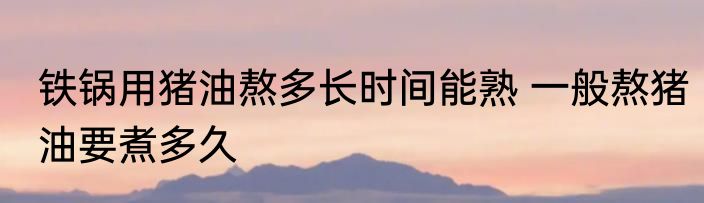 铁锅用猪油熬多长时间能熟 一般熬猪油要煮多久