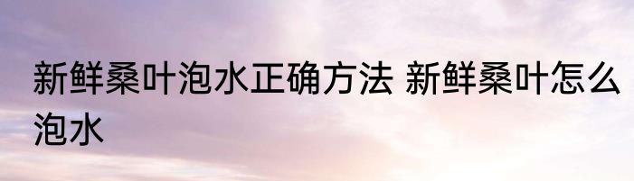 新鲜桑叶泡水正确方法 新鲜桑叶怎么泡水