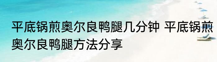 平底锅煎奥尔良鸭腿几分钟 平底锅煎奥尔良鸭腿方法分享