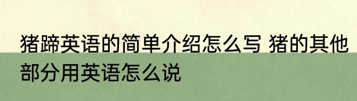 猪蹄英语的简单介绍怎么写 猪的其他部分用英语怎么说