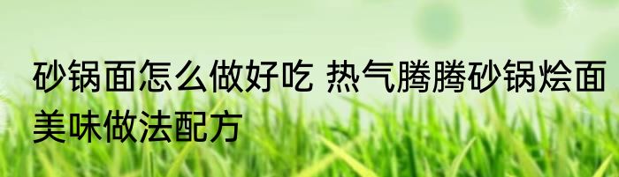 砂锅面怎么做好吃 热气腾腾砂锅烩面美味做法配方