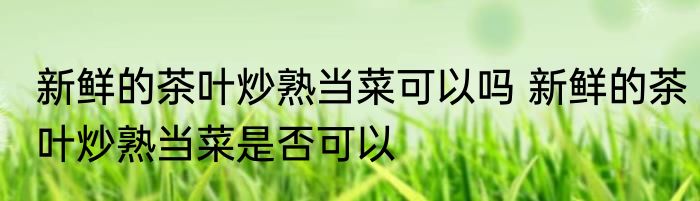 新鲜的茶叶炒熟当菜可以吗 新鲜的茶叶炒熟当菜是否可以