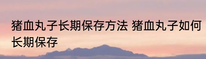猪血丸子长期保存方法 猪血丸子如何长期保存