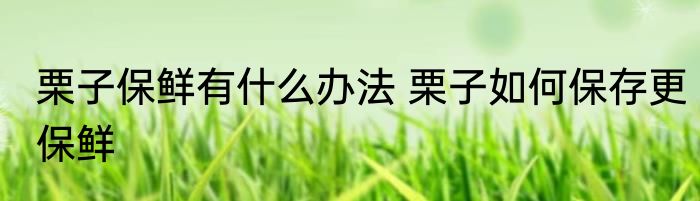 栗子保鲜有什么办法 栗子如何保存更保鲜