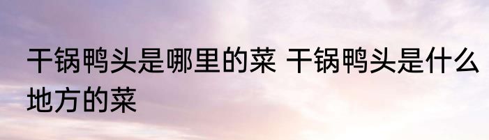 干锅鸭头是哪里的菜 干锅鸭头是什么地方的菜