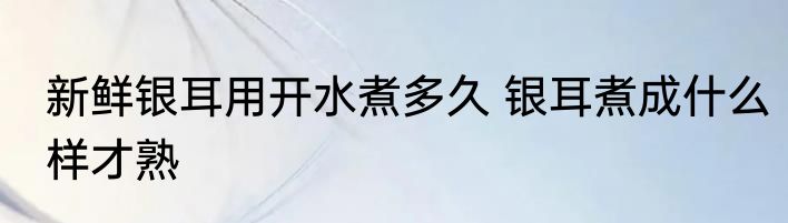 新鲜银耳用开水煮多久 银耳煮成什么样才熟