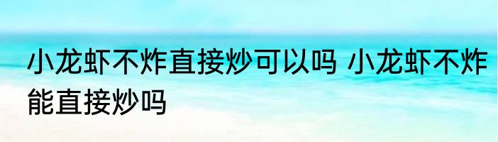 小龙虾不炸直接炒可以吗 小龙虾不炸能直接炒吗