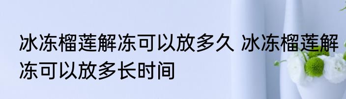 冰冻榴莲解冻可以放多久 冰冻榴莲解冻可以放多长时间