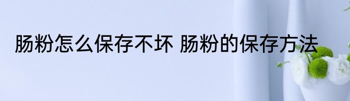 肠粉怎么保存不坏 肠粉的保存方法