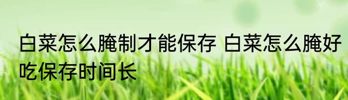 白菜怎么腌制才能保存 白菜怎么腌好吃保存时间长