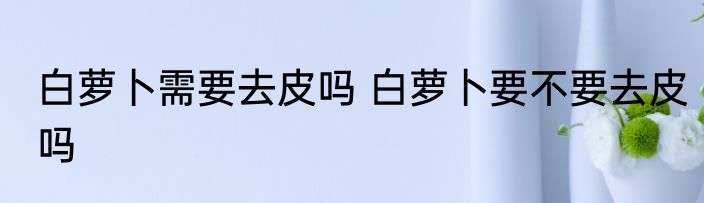 白萝卜需要去皮吗 白萝卜要不要去皮吗