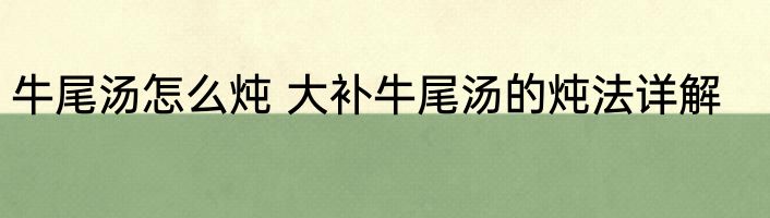 牛尾汤怎么炖 大补牛尾汤的炖法详解
