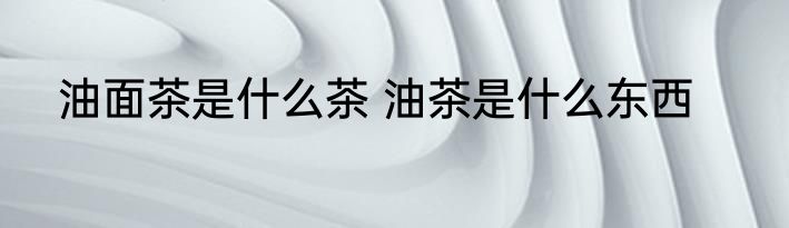 油面茶是什么茶 油茶是什么东西