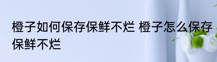 橙子如何保存保鲜不烂 橙子怎么保存保鲜不烂