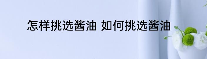 怎样挑选酱油 如何挑选酱油
