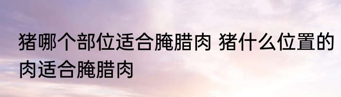 猪哪个部位适合腌腊肉 猪什么位置的肉适合腌腊肉