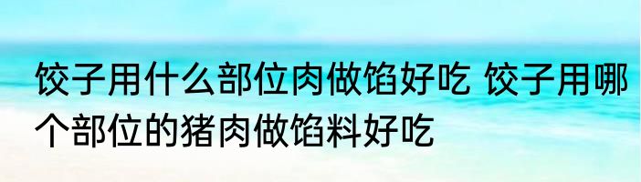 饺子用什么部位肉做馅好吃 饺子用哪个部位的猪肉做馅料好吃