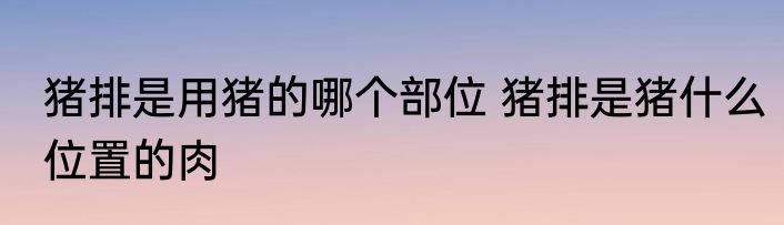 猪排是用猪的哪个部位 猪排是猪什么位置的肉