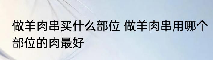 做羊肉串买什么部位 做羊肉串用哪个部位的肉最好