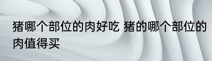 猪哪个部位的肉好吃 猪的哪个部位的肉值得买