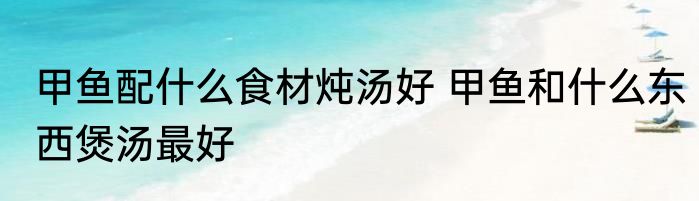 甲鱼配什么食材炖汤好 甲鱼和什么东西煲汤最好