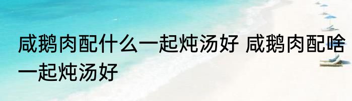咸鹅肉配什么一起炖汤好 咸鹅肉配啥一起炖汤好