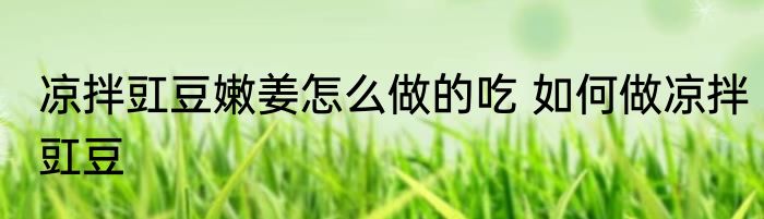 凉拌豇豆嫩姜怎么做的吃 如何做凉拌豇豆