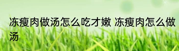 冻瘦肉做汤怎么吃才嫩 冻瘦肉怎么做汤