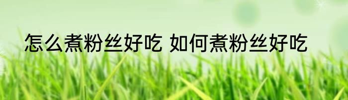 怎么煮粉丝好吃 如何煮粉丝好吃