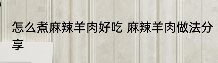 怎么煮麻辣羊肉好吃 麻辣羊肉做法分享