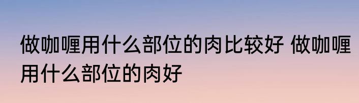 做咖喱用什么部位的肉比较好 做咖喱用什么部位的肉好