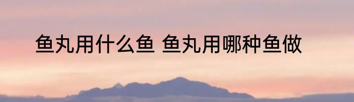 鱼丸用什么鱼 鱼丸用哪种鱼做