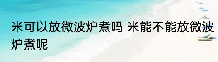 米可以放微波炉煮吗 米能不能放微波炉煮呢