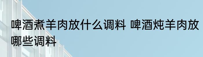啤酒煮羊肉放什么调料 啤酒炖羊肉放哪些调料