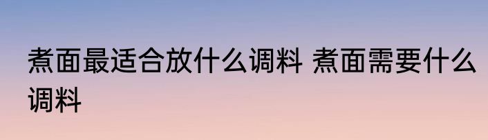 煮面最适合放什么调料 煮面需要什么调料