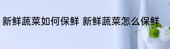 新鲜蔬菜如何保鲜 新鲜蔬菜怎么保鲜