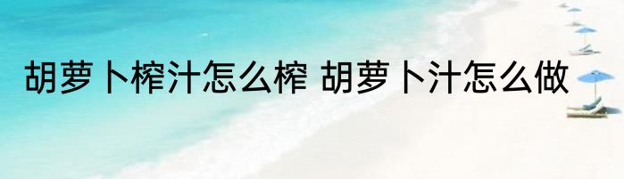 胡萝卜榨汁怎么榨 胡萝卜汁怎么做
